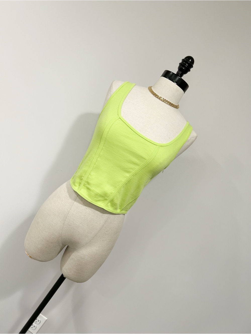 Neon Lime Tank Top Cropped Blouse